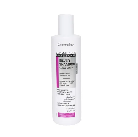 Cosmal Cure Professional Silver Shampoo For Highlighted-Lightened-White-Grey Hair 500Ml